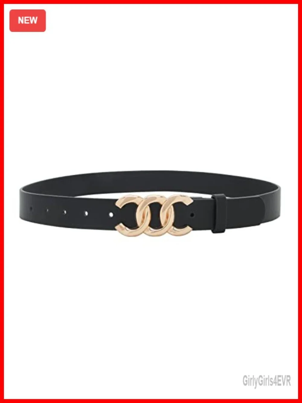 Faux Leather Women Belt for Jeans Dress Gold Buckle